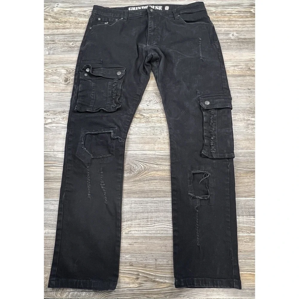 Grindhouse Men's Jeans Size 38/32 Street Wear Punk Grunge‎ Tactical Pockets Y2K